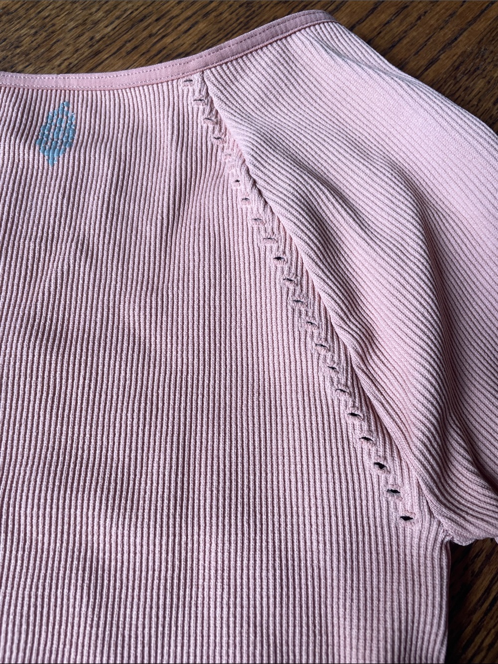 Free People Movement Cut It Out Long Sleeve Ribbed Crop Tee in Dusty Pink - Picture 8 of 9